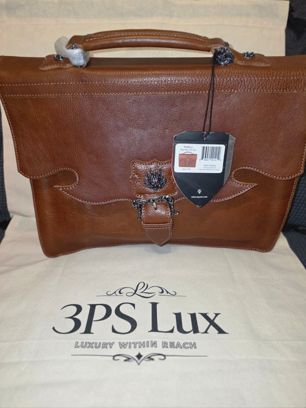 Zeyner Cognac Leather Structured Briefcase